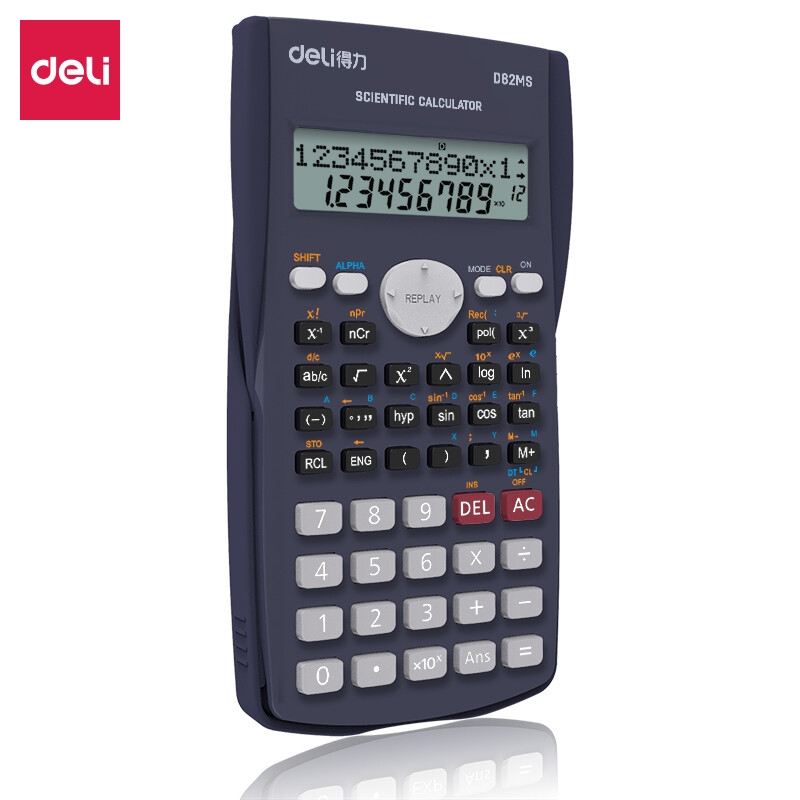 得力 D82MS函数科学计算器  多功能运算 纽扣电池供电 塑胶按键耐磨 LCD大屏显示 滑动式保护盖 多教材适配 的照片